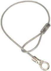 Made in USA - 6" Long, Steel Cable Loop & Eye End, Quick Release Pin Lanyard - 3/64" Cable Diam, #10 Hole Diam, Nylon Cable, Galvanized Finish - Exact Industrial Supply