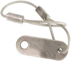 Made in USA - 6" Long, Steel Cable Loop & Tab with Hole End, Quick Release Pin Lanyard - 3/64" Cable Diam, 13/64" Hole Diam, Nylon Cable, Galvanized Finish - Exact Industrial Supply