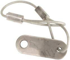 Made in USA - 6" Long, Steel Cable Loop & Tab with Hole End, Quick Release Pin Lanyard - 3/64" Cable Diam, 13/64" Hole Diam, Nylon Cable, Galvanized Finish - Exact Industrial Supply