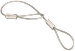 Made in USA - 6" Long, Steel Cable Loop & Loop End, Quick Release Pin Lanyard - 3/64" Cable Diam, Nylon Cable, Galvanized Finish - Exact Industrial Supply