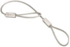 Made in USA - 6" Long, Steel Cable Loop & Loop End, Quick Release Pin Lanyard - 3/64" Cable Diam, Nylon Cable, Galvanized Finish - Exact Industrial Supply