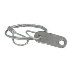 Made in USA - 18" Long, Steel Cable Loop & Tab with Hole End, Quick Release Pin Lanyard - 3/64" Cable Diam, 13/64" Hole Diam, Nylon Cable, Galvanized Finish - Exact Industrial Supply