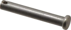 Made in USA - 1/4" Pin Diam, 1-5/8" OAL, Standard Clevis Pin - 3/32" Hole, 1-17/32" Usable Length, Uncoated Stainless Steel - Exact Industrial Supply