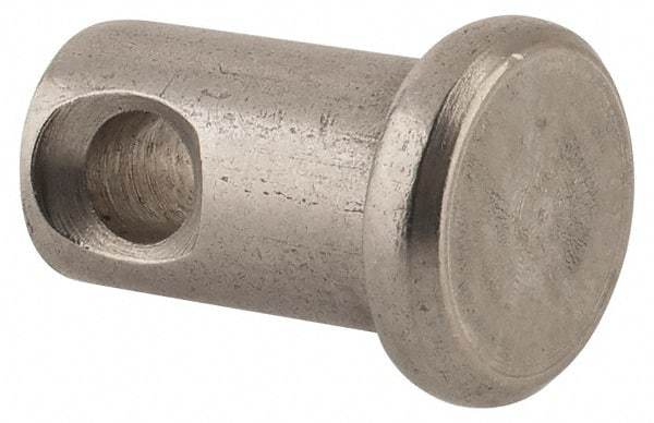 Made in USA - 5/16" Pin Diam, 1/2" OAL, Standard Clevis Pin - 9/64" Hole, 23/64" Usable Length, Uncoated Stainless Steel - Exact Industrial Supply