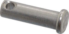 Made in USA - 5/16" Pin Diam, 1" OAL, Standard Clevis Pin - 9/64" Hole, 55/64" Usable Length, Uncoated Stainless Steel - Exact Industrial Supply