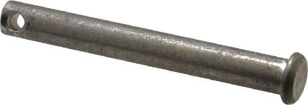 Made in USA - 5/16" Pin Diam, 2-1/2" OAL, Standard Clevis Pin - 9/64" Hole, 2-23/64" Usable Length, Uncoated Stainless Steel - Exact Industrial Supply