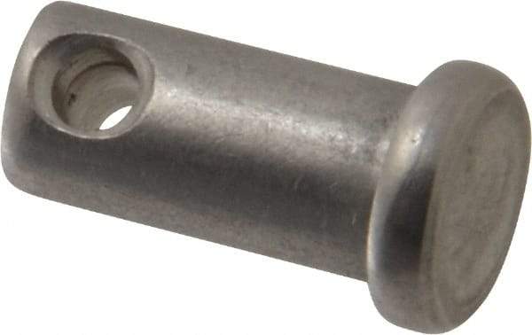 Made in USA - 3/8" Pin Diam, 3/4" OAL, Standard Clevis Pin - 5/32" Hole, 19/32" Usable Length, Uncoated Stainless Steel - Exact Industrial Supply