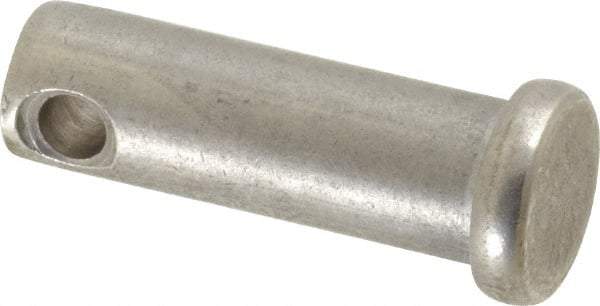 Made in USA - 3/8" Pin Diam, 1-1/8" OAL, Standard Clevis Pin - 5/32" Hole, 31/32" Usable Length, Uncoated Stainless Steel - Exact Industrial Supply