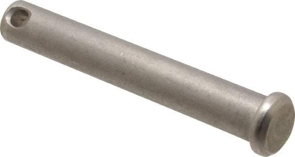 Made in USA - 3/8" Pin Diam, 2-1/2" OAL, Standard Clevis Pin - 5/32" Hole, 2-11/32" Usable Length, Uncoated Stainless Steel - Exact Industrial Supply