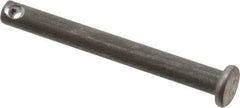 Made in USA - 3/16" Pin Diam, 1-3/4" OAL, Standard Clevis Pin - 3/32" Hole, 1-21/32" Usable Length, Uncoated Steel - Exact Industrial Supply