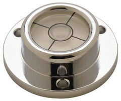 Geier & Bluhm, Inc. - 1-1/4 Inch Base Diameter x 0.44 Inch Overall Height, 1 Circle, Brass Bull's Eye Circular Level - 0.276 Inch Vial Diameter, 5/8 Inch Inner Diameter, 0.12 Inch Mounting Hole Diameter, 0.1 Inch Sensitivity, -40 to 150°F, Cross Lines - Exact Industrial Supply