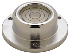 Geier & Bluhm, Inc. - 1-3/4 Inch Base Diameter x 0.63 Inch Overall Height, 3 Circles, Brass Bull's Eye Circular Level - 0.3 Inch Vial Diameter, 13/16 Inch Inner Diameter, 0.12 Inch Mounting Hole Diameter, 30 min Sensitivity, -40 to 150°F - Exact Industrial Supply