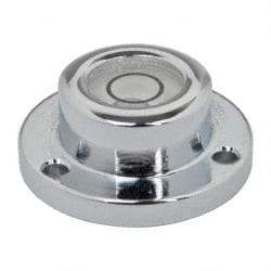 Geier & Bluhm, Inc. - 3/4 Inch Base Diameter x 0.31 Inch Overall Height, 1 Circle, Brass Bull's Eye Circular Level - 0.18 Inch Vial Diameter, 5/16 Inch Inner Diameter, 0.076 Inch Mounting Hole Diameter, 0.1 Inch Sensitivity, -40 to 165°F - Exact Industrial Supply