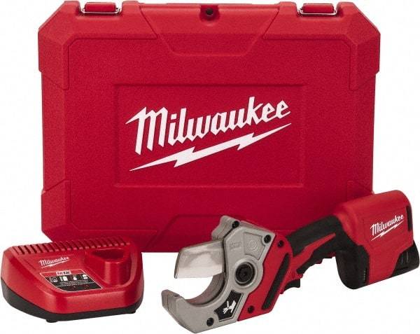 Milwaukee Tool - 2" Pipe Capacity, M12 PVC Shear - Cuts Flexible Rubber, PVC, Plastic - Exact Industrial Supply