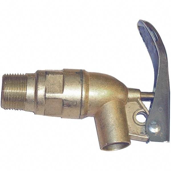 Wesco Industrial Products - 3/4" NPT Brass Rigid Drum Faucet - FM Approved, No Arrester, Self Closing, 5" Long Extension - Exact Industrial Supply