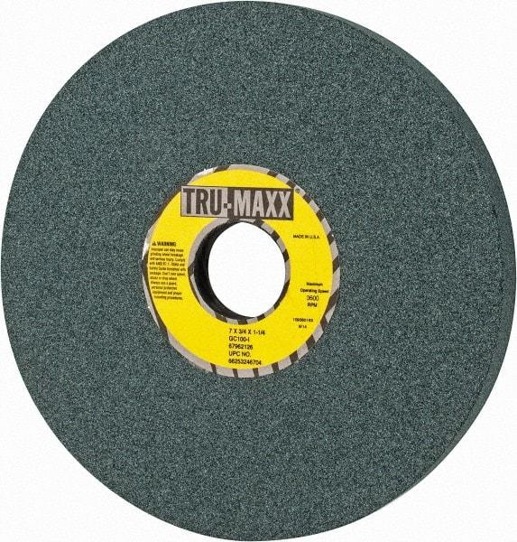 Tru-Maxx - 7" Diam x 1-1/4" Hole x 3/4" Thick, I Hardness, 100 Grit Surface Grinding Wheel - Silicon Carbide, Type 5, Fine Grade, 3,600 Max RPM, Vitrified Bond, One-Side Recess - Exact Industrial Supply