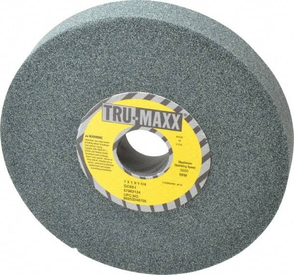 Tru-Maxx - 7" Diam x 1-1/4" Hole x 1" Thick, I Hardness, 60 Grit Surface Grinding Wheel - Silicon Carbide, Type 5, Medium Grade, 3,600 Max RPM, Vitrified Bond, One-Side Recess - Exact Industrial Supply