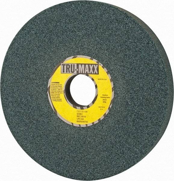Tru-Maxx - 7" Diam x 1-1/4" Hole x 1" Thick, I Hardness, 80 Grit Surface Grinding Wheel - Silicon Carbide, Type 5, Medium Grade, 3,600 Max RPM, Vitrified Bond, One-Side Recess - Exact Industrial Supply