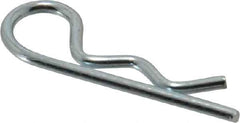 Made in USA - 1/4 to 5/16" Shaft Diam, 1-1/8" Long, 0.059" Wire Diam, Hair Pin Cotter - Grade 2 Spring Steel, Zinc-Plated Finish - Exact Industrial Supply