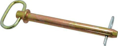 Made in USA - 5/8" Pin Diam, 6-1/2" Long, Zinc Plated Steel Pull Ring Hitch Pin - 5-3/4" Usable Length - Exact Industrial Supply