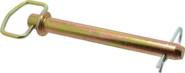 Made in USA - 7/8" Pin Diam, 8" Long, Zinc Plated Steel Pull Ring Hitch Pin - 7" Usable Length - Exact Industrial Supply