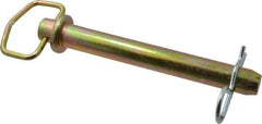 Made in USA - 1" Pin Diam, 8" Long, Zinc Plated Steel Pull Ring Hitch Pin - 7" Usable Length - Exact Industrial Supply