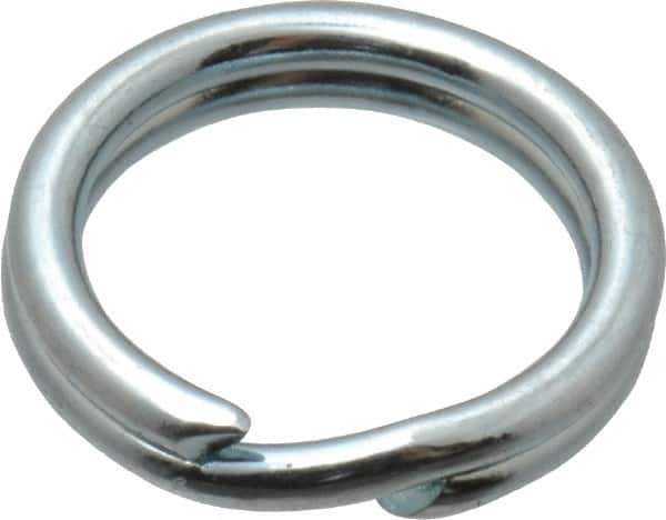 Made in USA - 0.328" ID, 0.43" OD, 0.074" Thick, Split Ring - Grade 2 Spring Steel, Zinc-Plated Finish - Exact Industrial Supply