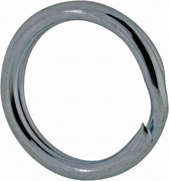 Made in USA - 0.382" ID, 0.484" OD, 0.074" Thick, Split Ring - Grade 2 Spring Steel, Zinc-Plated Finish - Exact Industrial Supply