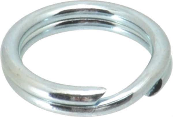 Made in USA - 0.46" ID, 0.604" OD, 0.105" Thick, Split Ring - Grade 2 Spring Steel, Zinc-Plated Finish - Exact Industrial Supply