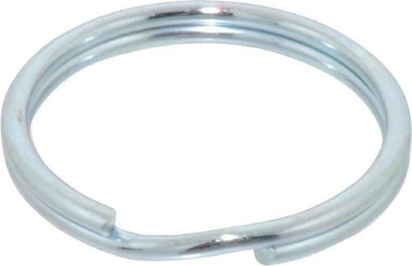 Made in USA - 1.06" ID, 1-1/4" OD, 0.13" Thick, Split Ring - Grade 2 Spring Steel, Zinc-Plated Finish - Exact Industrial Supply