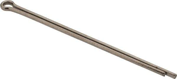 Made in USA - 3/32" Diam x 2-1/2" Long Extended Prong Cotter Pin - Grade 18-8, Uncoated, Stainless Steel - Exact Industrial Supply