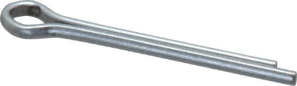Made in USA - 1/8" Diam x 1-1/4" Long Extended Prong Cotter Pin - Grade 2, Zinc-Plated, Steel - Exact Industrial Supply