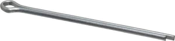 Made in USA - 1/8" Diam x 2-1/2" Long Extended Prong Cotter Pin - Grade 2, Zinc-Plated, Steel - Exact Industrial Supply