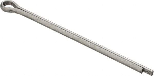 Made in USA - 5/32" Diam x 3" Long Extended Prong Cotter Pin - Grade 2, Zinc-Plated, Steel - Exact Industrial Supply