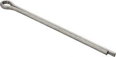 Made in USA - 5/32" Diam x 3" Long Extended Prong Cotter Pin - Grade 2, Zinc-Plated, Steel - Exact Industrial Supply