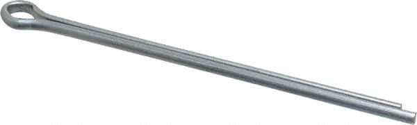 Made in USA - 3/16" Diam x 4" Long Extended Prong Cotter Pin - Grade 2, Zinc-Plated, Steel - Exact Industrial Supply