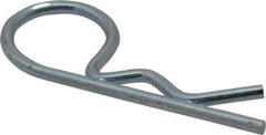 Made in USA - 1/8" Max Shaft Diam, 19/32" Long, 0.03" Wire Diam, Hair Pin Cotter - Grade 2 Spring Steel, Zinc-Plated Finish - Exact Industrial Supply