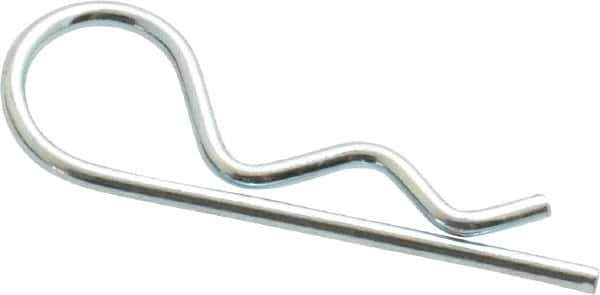 Made in USA - 3/16 to 1/4" Shaft Diam, 15/16" Long, 0.042" Wire Diam, Hair Pin Cotter - Grade 2 Spring Steel, Zinc-Plated Finish - Exact Industrial Supply