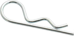 Made in USA - 3/16 to 1/4" Shaft Diam, 15/16" Long, 0.042" Wire Diam, Hair Pin Cotter - Grade 2 Spring Steel, Zinc-Plated Finish - Exact Industrial Supply