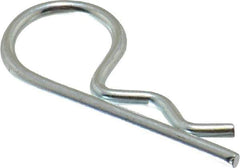 Made in USA - 3/8 to 7/16" Shaft Diam, 1-7/8" Long, 0.092" Wire Diam, Hair Pin Cotter - Grade 2 Spring Steel, Zinc-Plated Finish - Exact Industrial Supply