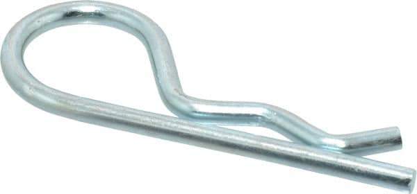 Made in USA - 5/8 to 3/4" Shaft Diam, 2-11/16" Long, 0.148" Wire Diam, Hair Pin Cotter - Grade 2 Spring Steel, Zinc-Plated Finish - Exact Industrial Supply