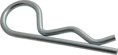 Made in USA - 1-1/8 to 1-1/2" Shaft Diam, 5" Long, 0.243" Wire Diam, Hair Pin Cotter - Grade 2 Spring Steel, Zinc-Plated Finish - Exact Industrial Supply