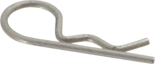 Made in USA - 1/8" Max Shaft Diam, 19/32" Long, 0.03" Wire Diam, Hair Pin Cotter - Grades 302 & 18-8 Stainless Steel - Exact Industrial Supply