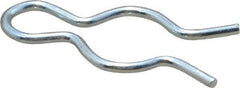 Made in USA - 3/8" Groove, 1-1/8" Long, Zinc-Plated Spring Steel Hair Pin Clip - 0.055" Clip Diam, 7/16" Shaft Diam, Grade 2 - Exact Industrial Supply