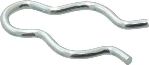 Made in USA - 7/16" Groove, 1-1/8" Long, Zinc-Plated Spring Steel Hair Pin Clip - 0.064" Clip Diam, 1/2" Shaft Diam, Grade 2 - Exact Industrial Supply