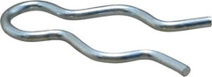 Made in USA - 17/32" Groove, 1-1/2" Long, Zinc-Plated Spring Steel Hair Pin Clip - 0.087" Clip Diam, 5/8" Shaft Diam, Grade 2 - Exact Industrial Supply