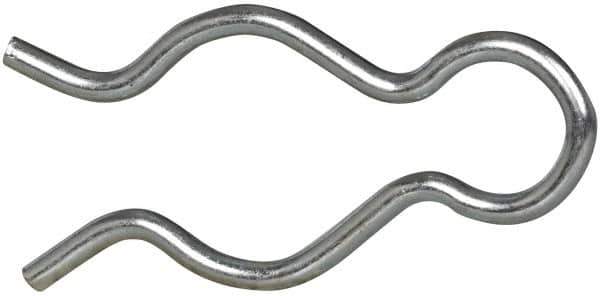 Made in USA - 21/32" Groove, 1-13/16" Long, Zinc-Plated Spring Steel Hair Pin Clip - 0.093" Clip Diam, 3/4" Shaft Diam, Grade 2 - Exact Industrial Supply