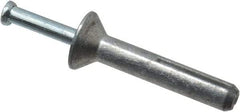 Powers Fasteners - 1/4" Diam, 1/4" Drill, 1-1/2" OAL, 7/8" Min Embedment Hammer Drive Concrete Anchor - Steel (Drive Pin)/Zamac Alloy (Body), Zinc-Plated Finish, Flat Head - Exact Industrial Supply