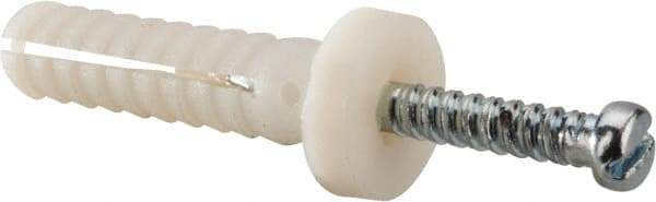 Powers Fasteners - 1/4" Diam, 1/4" Drill, 1" OAL, 1-1/8" Min Embedment Hammer Drive Concrete Anchor - Nylon (Body)/Steel (Drive Pin), Zinc-Plated Finish, Round Head - Exact Industrial Supply