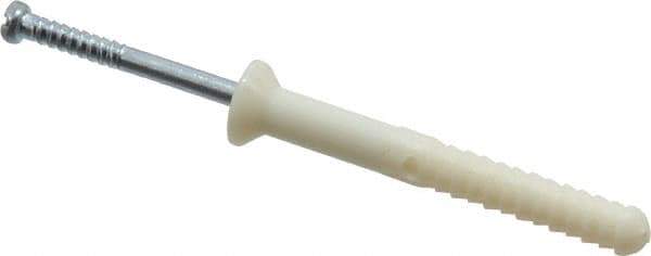 Powers Fasteners - 1/4" Diam, 1/4" Drill, 2" OAL, 1/2" Min Embedment Hammer Drive Concrete Anchor - Nylon (Body)/Steel (Drive Pin), Zinc-Plated Finish, Flat Head - Exact Industrial Supply